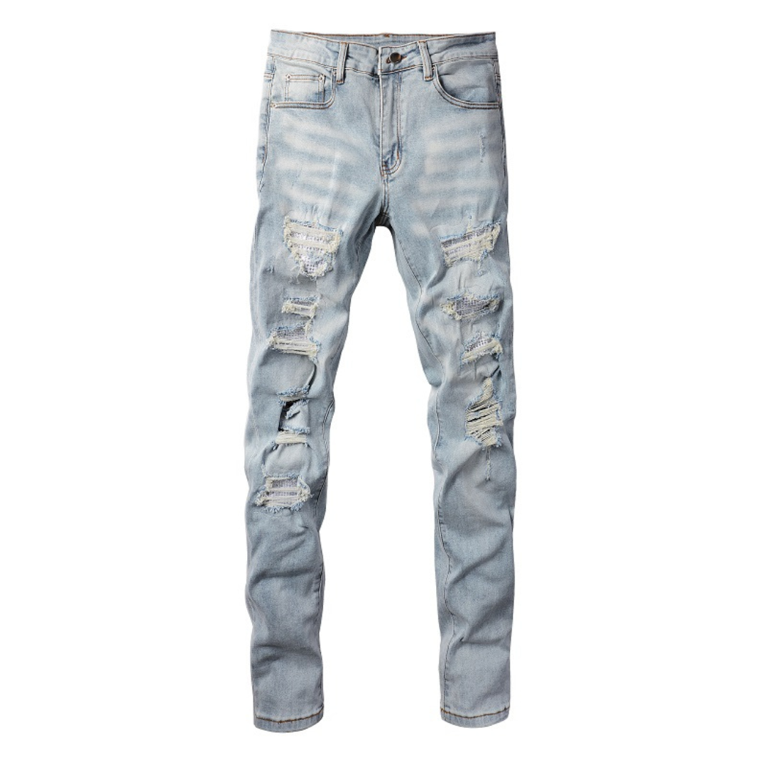 Amr Light Blue Patch Jeans