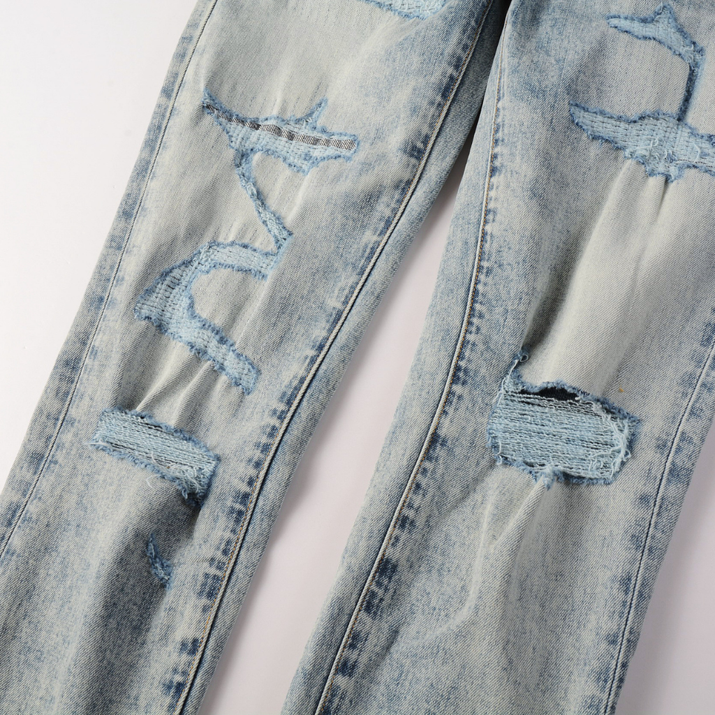 Purple Light Blue Patch Jeans
